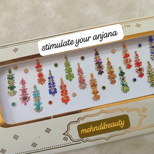 Long and small multicolour bindis combo for bridal , marriage gift, partywear bindi, Gift for mum, wife, sister