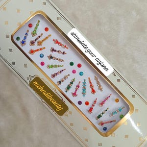 Long Bindis with mini bindis combo in multicolor for wedding, Parties. Wedding Gift, Mother Gift,Gift for wife,High luxurious quality bindi