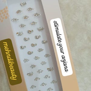 34 White pearl and stone Indian Forehead Bindi Jewelry|Bridal & Bollywood Styles|Crystal and Kundan Maang Tikka|Unique Face Gems
