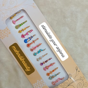 long Indian multicolour Bindis Sticker, Studs Stickers, stones Stickers, Face gems, Temporary tattoo Bollywood Bindis