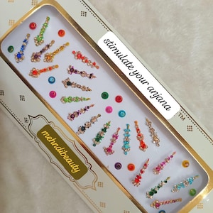 Long and small multicolour bindis combo for bridal, party wear bindis, bindis for bridal, Mum gift, sister gift