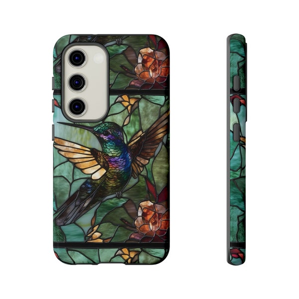 Samsung Galaxy & Google Pixel Cases - Moss Green Stained Glass Hummingbird - Drop Resistant - Dual Layers - SEE OTHER LISTING 4 iPhone Cases