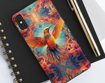 iPhone Cases - Fire Hummingbird - iphone 16&#39;s - 7, 8, X, Minis & SE&#39;s - Unique Gift - Dual Layers - iphone 15 case - Wireless Charging