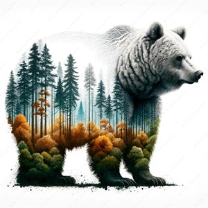 Grizzly beer clipart | 10 afbeeldingen van hoge kwaliteit | Dieren in het wild kunst | Dubbele belichting beer en wild | Digitale afdrukken | Commercieel gebruik