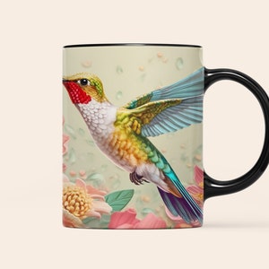 3D Hummingbird Mug Wrap Design, Mug Wrap for Sublimation, 3D Hummingbird Mug Design PNG, 3D Mug Wrap, 3D Mug Wraps, 11 oz and 15oz Mugs PNG