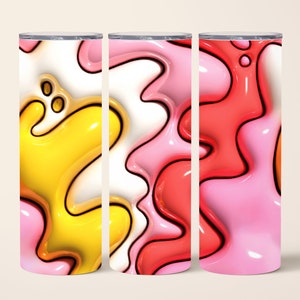 3D Puffy Pink Tumbler Wrap, 3D Inflated Abstract Tumbler, 20 oz Skinny Tumbler Sublimation Design, Straight & Tapered Tumbler Wrap PNG