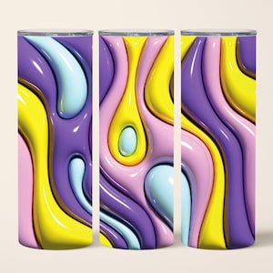 3D Puffy Purple Tumbler Wrap, 3D Inflated Abstract Tumbler, 20 oz Skinny Tumbler Sublimation Design, Straight & Tapered Tumbler Wrap PNG