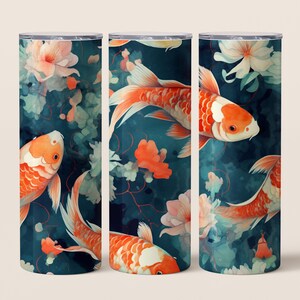 Aquarell Sui Fische nahtlose 20 Unzen Sublimation Becher Designs, Sui Fisch Becher für geraden & konischen Becher PNG sofortiger Download