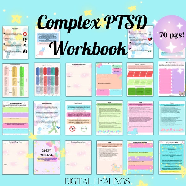 CPTSD Workbook, Complex PTSD Workbook Self help, Healing, Childhood Trauma recovery, Trackers, Self Compassion, Therapy Worksheets