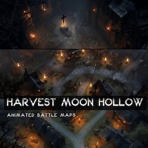 D&D Harvest Moon Hollow geanimeerd Battlemaps Pack, Dungeons and Dragons digitale gevechtskaarten, Roll20 Battlemap, Foundry DnD-kaarten