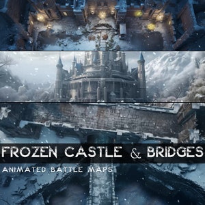D&D Frozen Castle and Bridges geanimeerde Battlemaps Pack, Dungeons and Dragons digitale gevechtskaarten, Roll20 Battlemap, Foundry DnD-kaarten