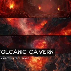 D&D Volcanic Cavern geanimeerde Battlemaps Pack, Dungeons and Dragons digitale gevechtskaarten, Roll20 Battlemap, Foundry DnD-kaarten