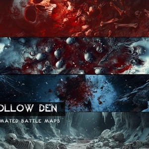 D&D Hollow Den geanimeerd Battlemaps Pack, Dungeons and Dragons digitale gevechtskaarten, Roll20 Battlemap, Foundry DnD-kaarten