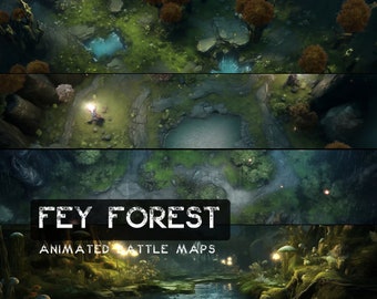 D&D Fey Forest geanimeerde Battlemaps Pack, Dungeons and Dragons digitale gevechtskaarten, Roll20 Battlemap, Foundry DnD-kaarten