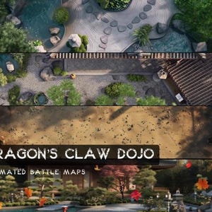 D&D Dragon's Claw Dojo geanimeerd Battlemaps Pack, Dungeons and Dragons digitale gevechtskaarten, Roll20 Battlemap, Foundry DnD-kaarten