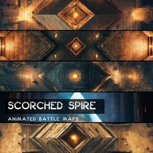 D&D Scorched Spire Animated Battlemaps Pack, Dungeons and Dragons Digital Battle Maps, Roll20 Battlemap, Foundry DnD Maps