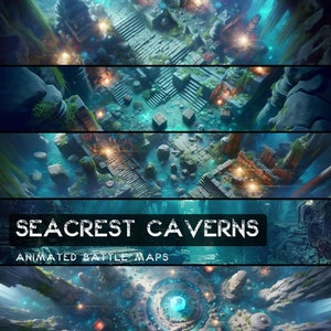 D&D Seacrest Caverns geanimeerd Battlemaps Pack, Dungeons and Dragons digitale gevechtskaarten, Roll20 Battlemap, Foundry DnD-kaarten