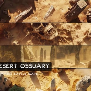 Geanimeerd Battlemaps Pack D&D Dessert Ossuary, Dungeons and Dragons digitale gevechtskaarten, Roll20 Battlemap, Foundry DnD-kaarten
