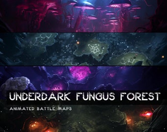 D&D Underdark Fungus Forest geanimeerde Battlemaps Pack, Dungeons and Dragons digitale gevechtskaarten, Roll20 Battlemap, Foundry DnD-kaarten