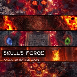 D&D Skull's Forge geanimeerd Battlemaps Pack, Dungeons and Dragons digitale gevechtskaarten, Roll20 Battlemap, Foundry DnD-kaarten