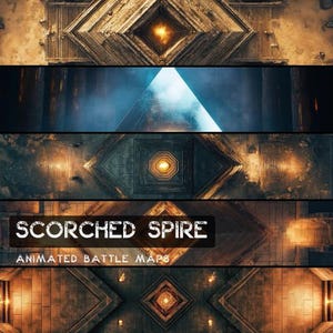 D&D Scorched Spire Animated Battlemaps Pack, Dungeons and Dragons Digital Battle Maps, Roll20 Battlemap, Foundry DnD Maps