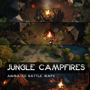 D&D Jungle Campfires Animierte Maps, Dungeons and Dragons Digitale Maps, Roll20 Map, Gießerei DnD Maps