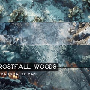 D&D Frostfall Woods geanimeerd Battlemaps Pack, Dungeons and Dragons digitale gevechtskaarten, Roll20 Battlemap, Foundry DnD-kaarten