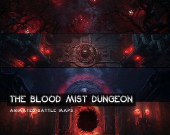 D&D The Blood Mist Dungeon Animated Battlemaps Pack, Dungeons and Dragons Digital Battle Maps, Roll20 Battlemap, Foundry DnD Maps