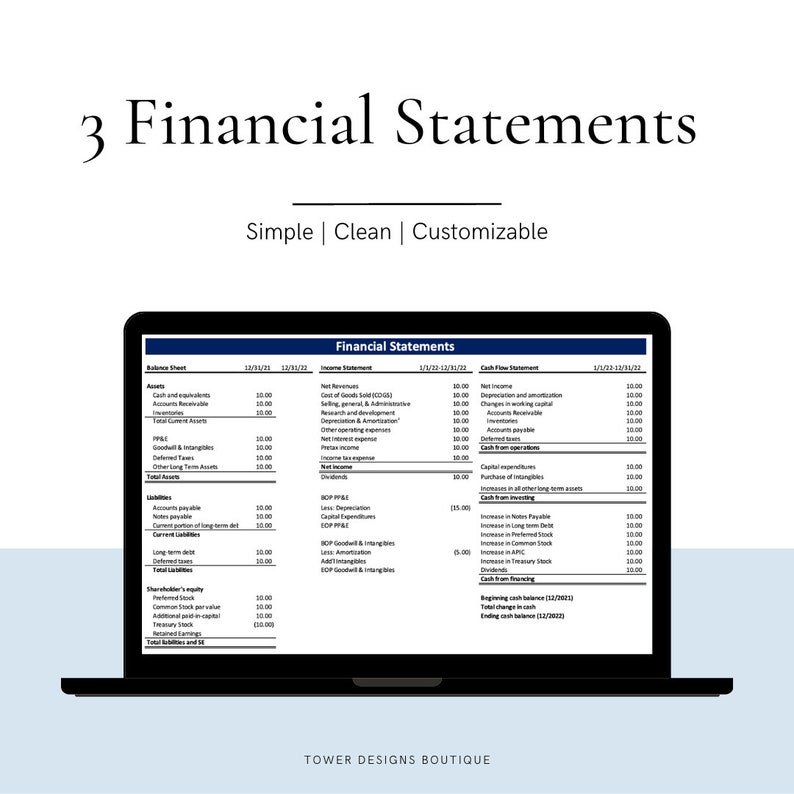 Financial Statements Template - Etsy