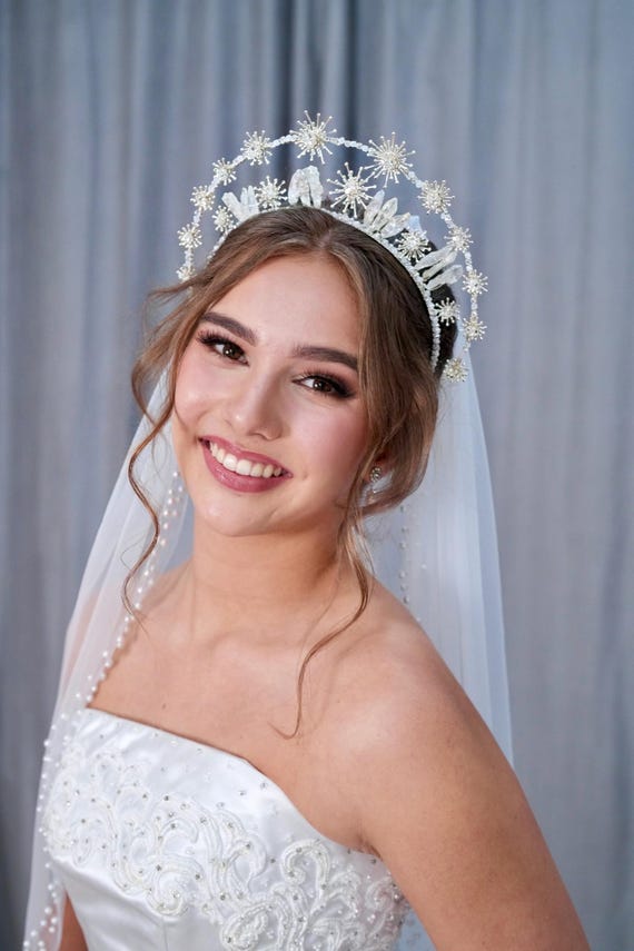 Angel Quartz Halo Crown: Swarovski Crystal Celestial 