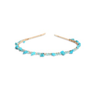 Turquoise Headband: 24K Gold-Plated, Swarovski Crystals, Bohemian Bridal