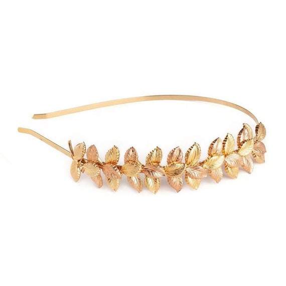 Delicate Rose Gold Leaf Headband: Handmade Warm Autumn Hair  display picture 1