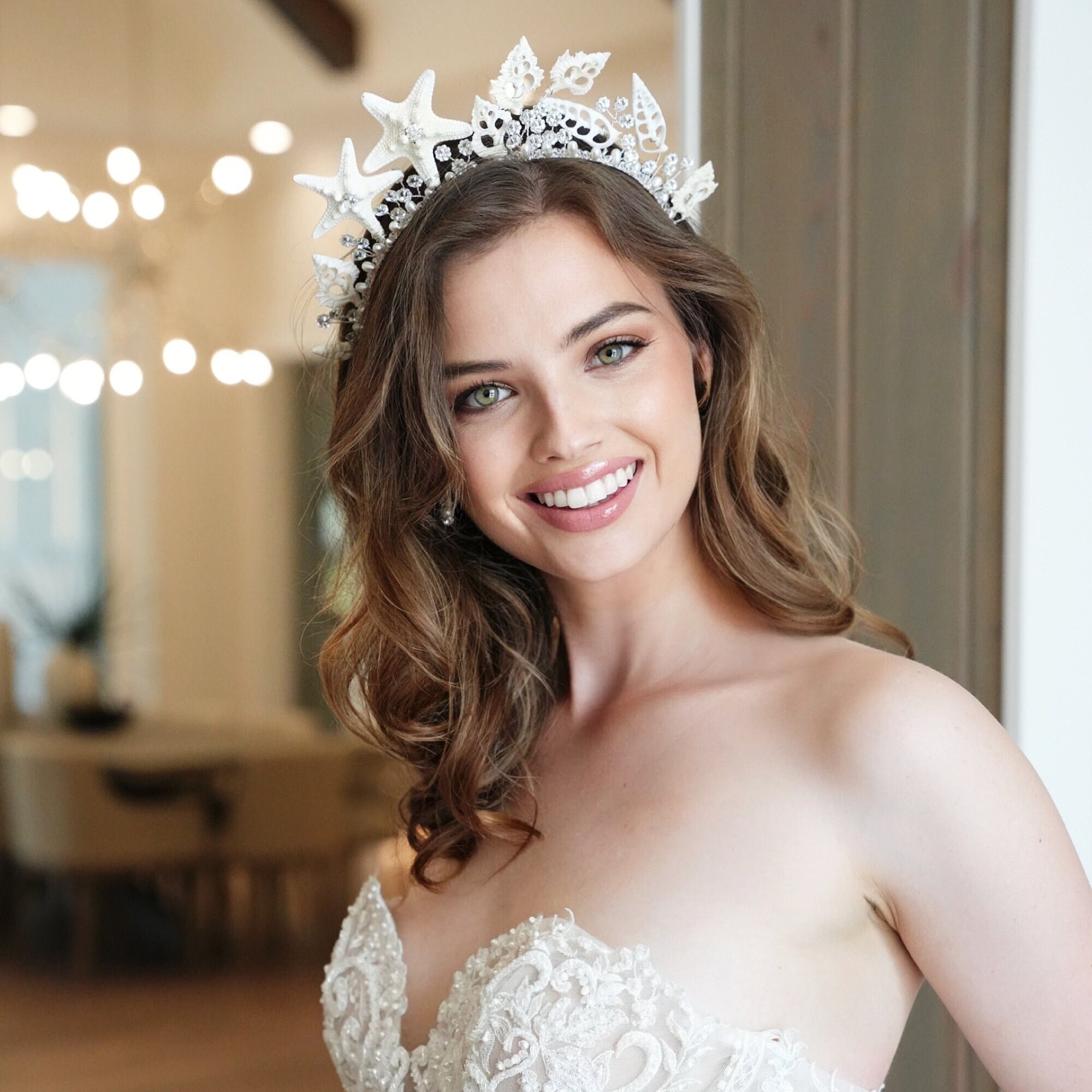 Bridal Seashell Crown: Mermaid Starfish Headband with Swarovski Crystals