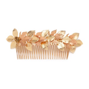 Gold Leaf Hair Comb: Handmade Rose Gold Wedding Headpiece