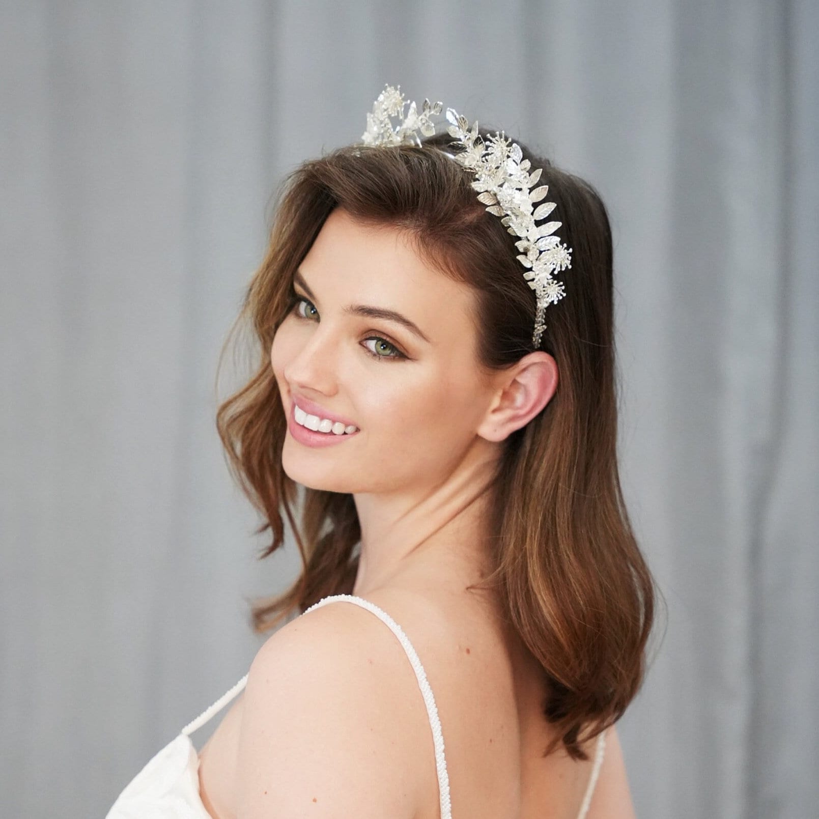 Hand made Crown headband decor Swarovski Crystal Athena - Swarovski Crystal Gold Crown – Bella-Tiara main image 4