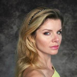 Spiked Gear Headband: Black Crystal Punk Hair Accessory