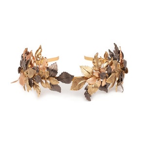 Gold Leaf Headband: Bohemian Rose Copper Crown, Autumn Headpiece