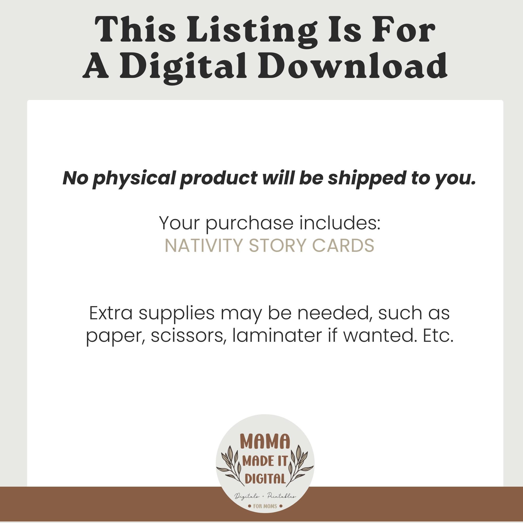 Nativity Story Cards Printable Digital Cards Instant Download Neutral ...