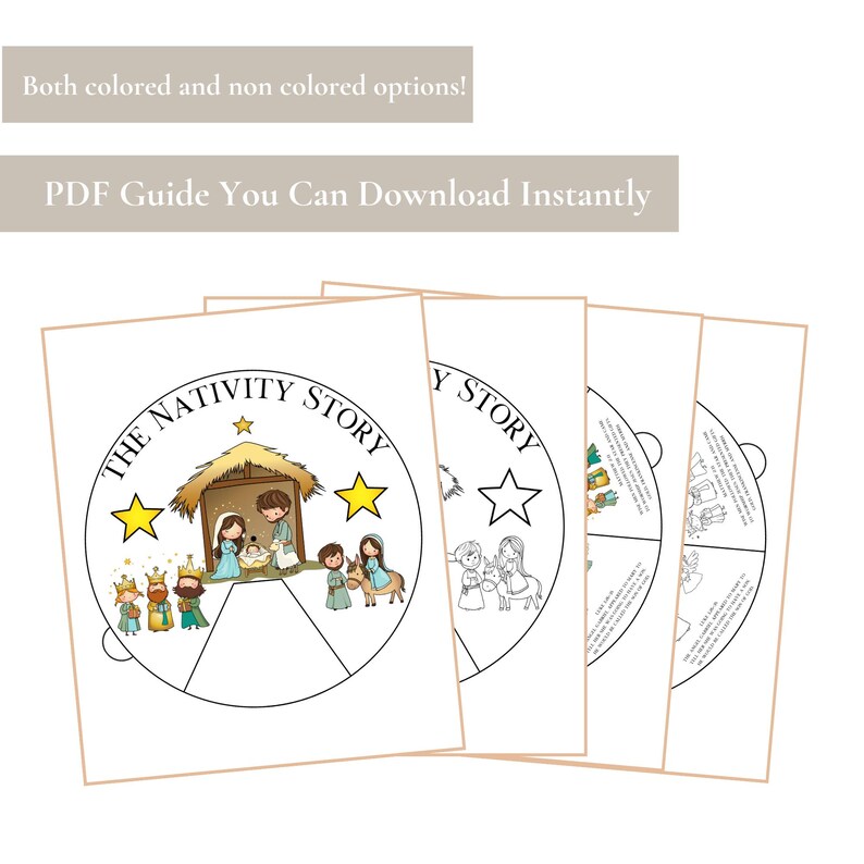 Nativity Story Printable Christmas Story Wheel Digital Download Sunday ...