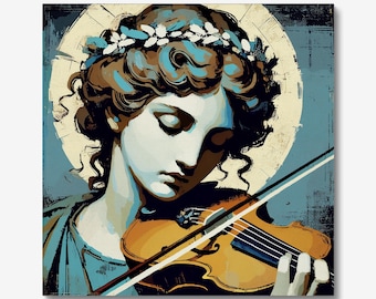 Catholic Art Print, Saint Cecilia Patron of Musicians, Giclee Paper or Stretched Canvas
