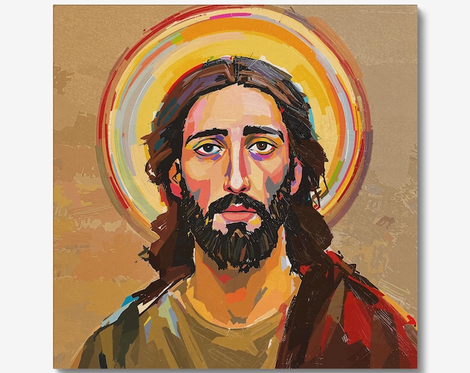 Featured listing image: Jesus Portrait Wall Art, Multicultural Expressionist Christian Decor