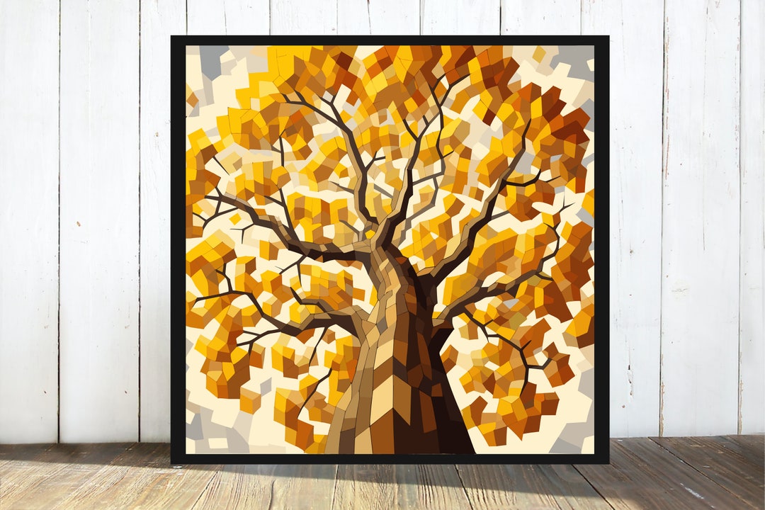 Autumn Maple Tree Tree Wall Art Maple Tree Arbor Wall Art Cubism Wall