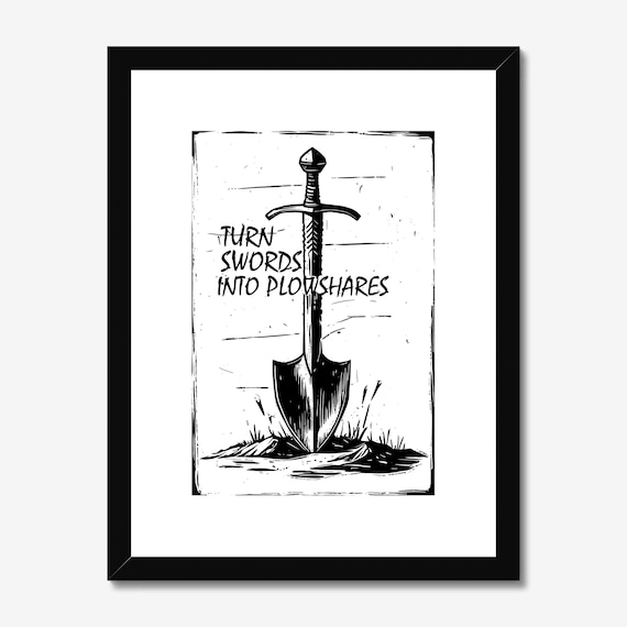 Peace Art Print: Hand-Pressed Relief, Swords into Plowshares