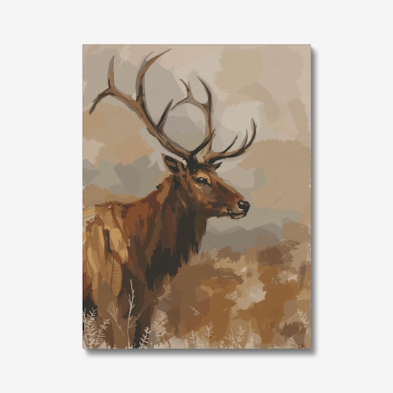 Elk Wall Art Print: Rustic Mountain Wildlife art