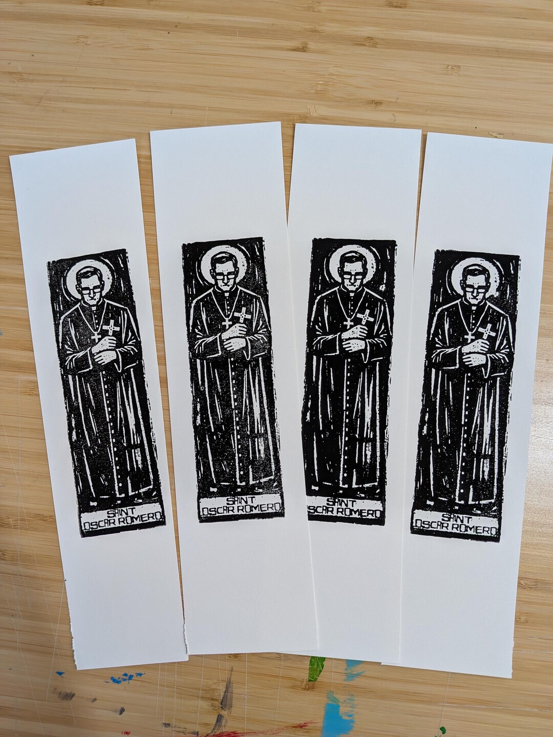 Saint Oscar Romero Bookmark Set, Relief Print on Arnhem 1618 Paper ...