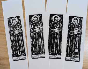 Saint Oscar Romero Bookmark Set, Relief Print on Arnhem 1618 Paper, Catholic Gift