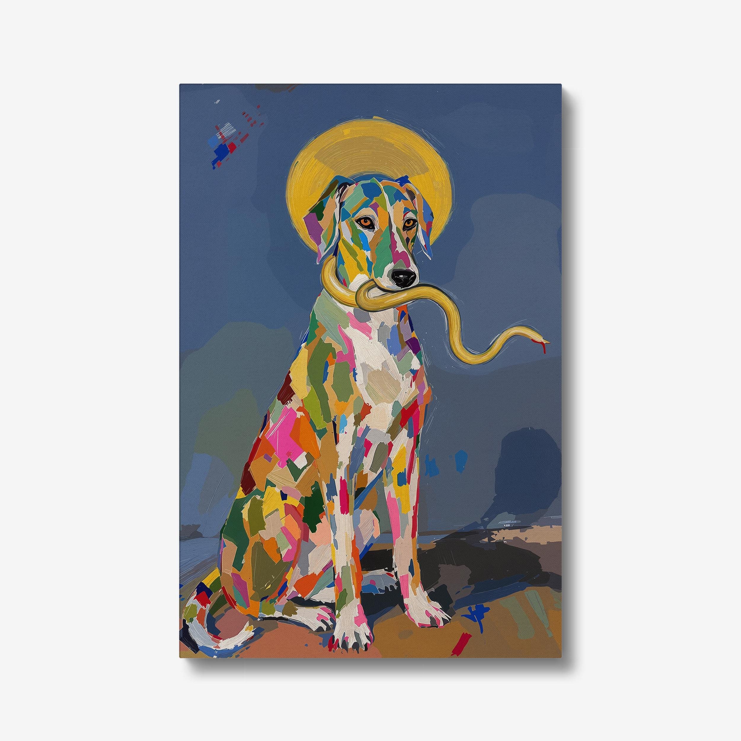 Saint Guinefort Portraitmalerei - Expressionistische Kinderschutzhund-Volkskunst, mittelalterliche Legenden-Wanddekoration