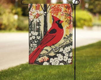 Northern Cardinall Garden Flag Print, 12x17 inch All-weather polyester Garden flag
