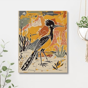 Roadrunner Wall Art Print - Stoic New Mexico State Bird, Southwest Desert Wildlife Expressionist Decor