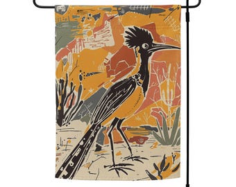 Southwest Roadrunner Garden Flag Print, 12x17 inch All-weather polyester Garden flag